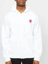 Double Heart Wappen Zip Up Hoodie White - COMME DES GARCONS - BALAAN 2