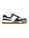 Paneled Lace-up Calfskin Low Top Sneakers Black White - TOD'S - BALAAN 1