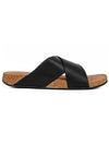 Eye Cushion Leather Cross Slippers Black - FITFLOP - BALAAN 1