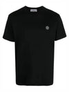 Logo Patch Short Sleeves T-Shirt Black - STONE ISLAND - BALAAN 2