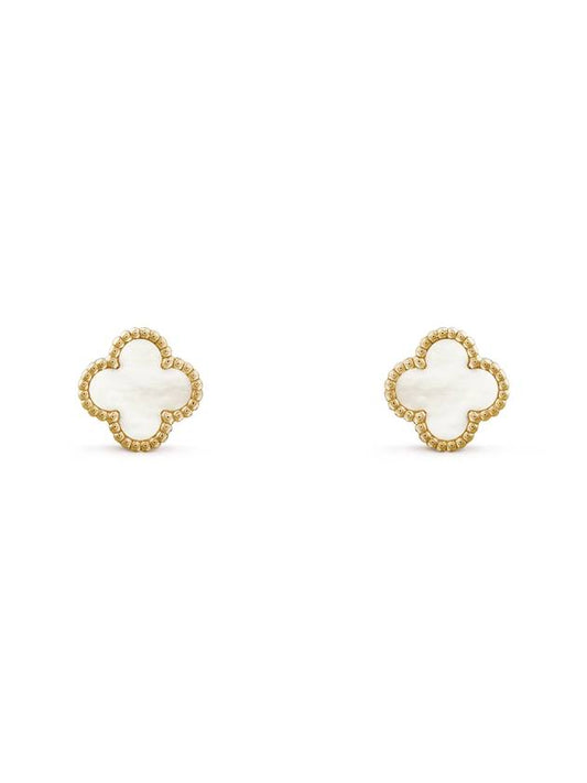 Sweet Alhambra Earrings Gold White - VANCLEEFARPELS - BALAAN 2