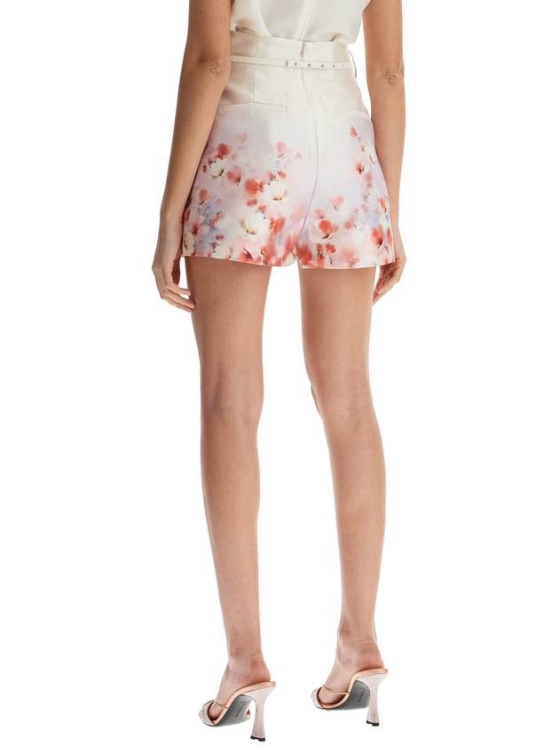 red low-waist floral silk and cotton shorts - ZIMMERMANN - BALAAN 3