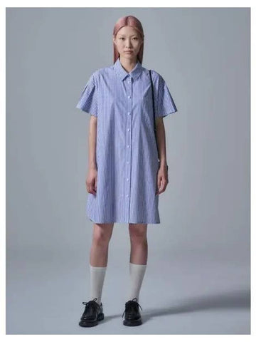 Striped half sleeve shirt dress one piece blue domestic product - JUUN.J - BALAAN 1