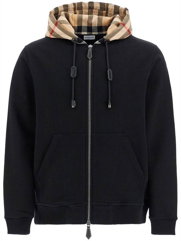 Check Hood Cotton Zip Up Hoodie Black Archive Beige - BURBERRY - BALAAN 2