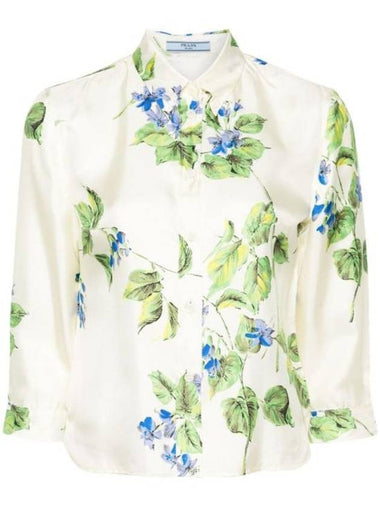 floral print shirt white - PRADA - BALAAN 1