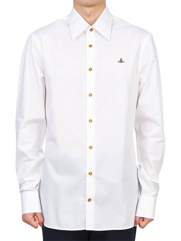 Men's Embroidered ORB Long Sleeve Shirt White - VIVIENNE WESTWOOD - BALAAN 2