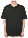 Men's Henry Neck Cotton Short Sleeve T-Shirt Black - TEN C - BALAAN 2