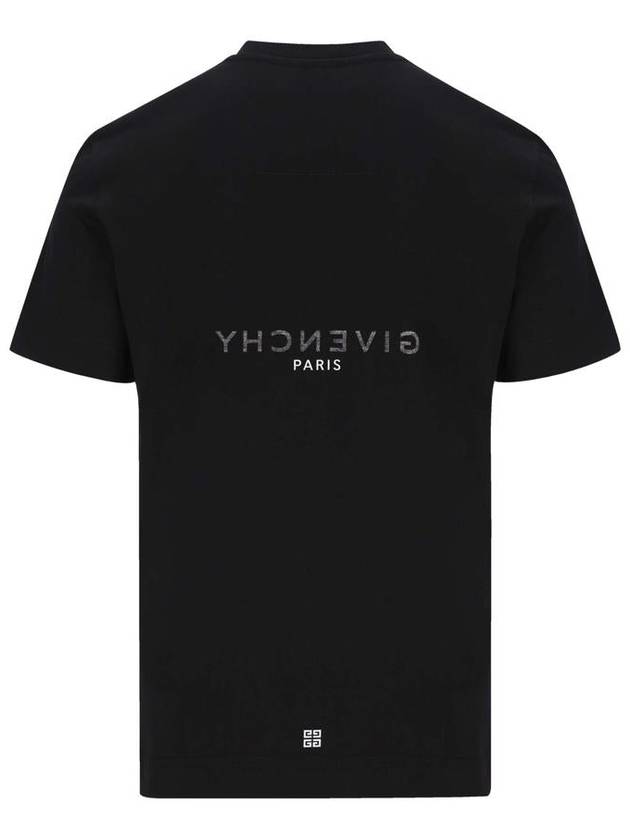 Men's Reverse Logo Round Slim Short Sleeve T-Shirt Black - GIVENCHY - BALAAN 3