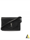 Cassandre Envelope Strap Leather Cross Bag Black - SAINT LAURENT - BALAAN 2