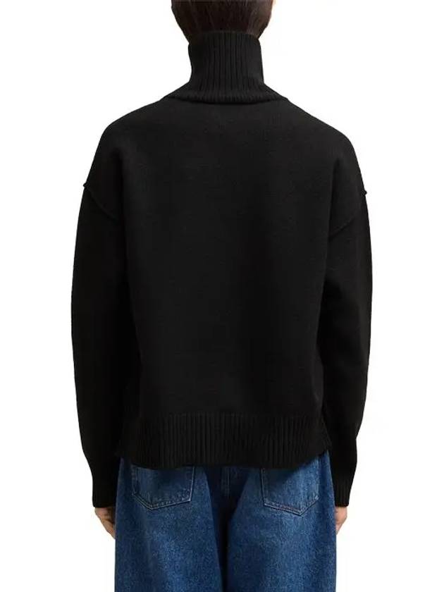 Heart Logo Knit Turtleneck Black - AMI - BALAAN 5