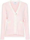 Milano Stitch V Neck Cardigan Pink - THOM BROWNE - BALAAN 2