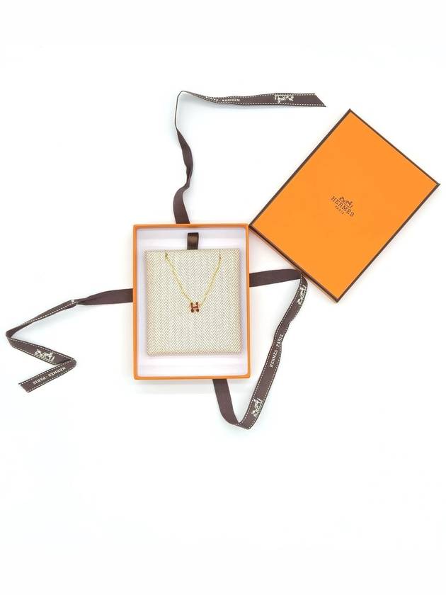 Mini Pop H Pendant Necklace Gold Rouge Grenat - HERMES - BALAAN 4