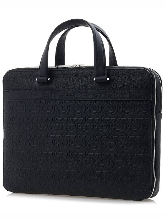 Gancini Embossed Briefcase 24 1364 NERO 0763369 - SALVATORE FERRAGAMO - BALAAN 3