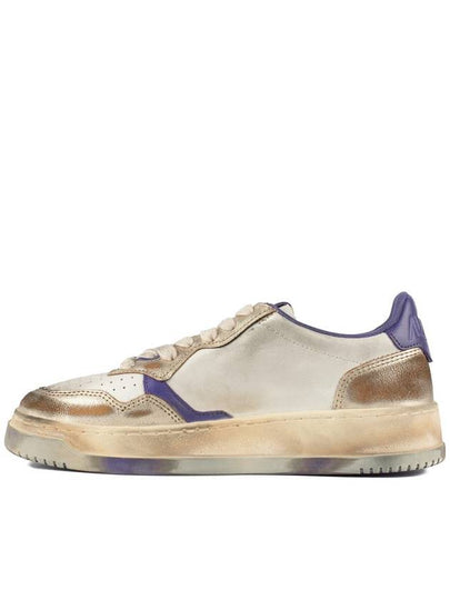 Autry Medalist Low Super Vintage White, Purple And Platinum Leather Sneakers - AUTRY - BALAAN 2