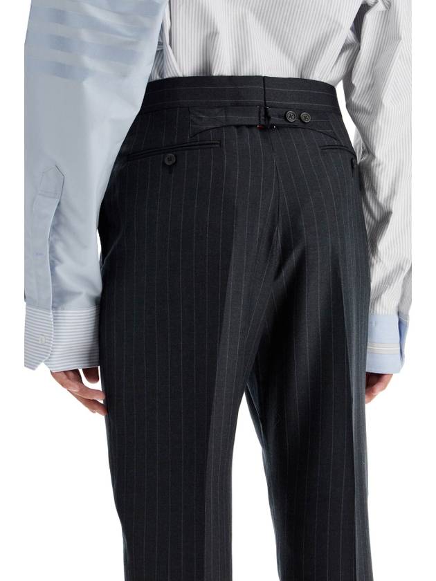 Pinstripe wool straight pants gray - THOM BROWNE - BALAAN 5