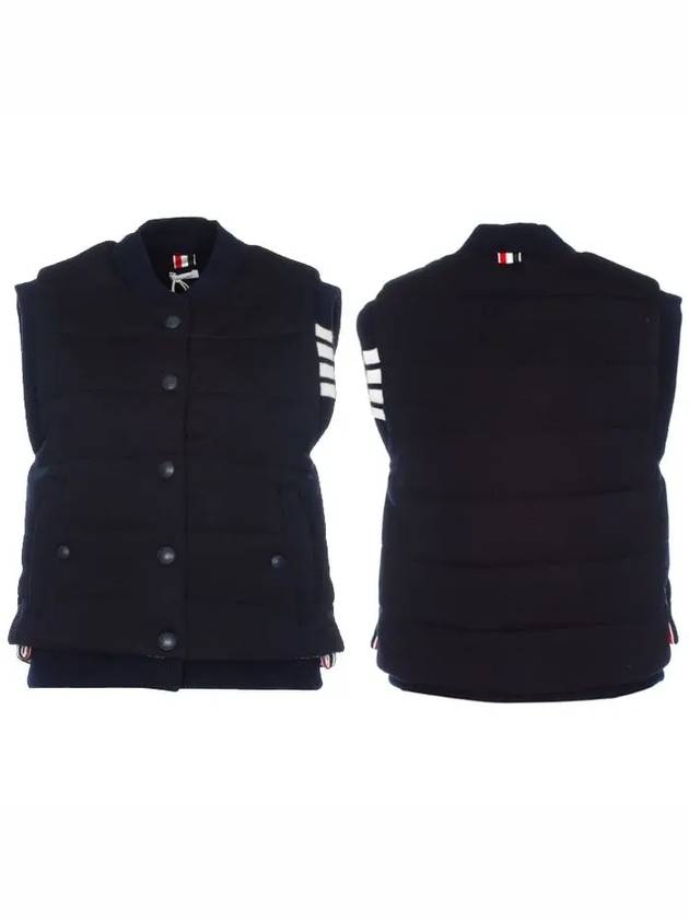 Fine Merino And Jersey Padding Reversible Vest Navy - THOM BROWNE - BALAAN 3