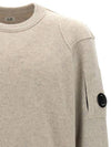 Lambswool GRS Crew Neck Knit Top Off White Melange - CP COMPANY - BALAAN 4