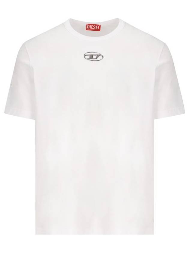 Metallic Logo Short Sleeve T-Shirt White - DIESEL - BALAAN 2