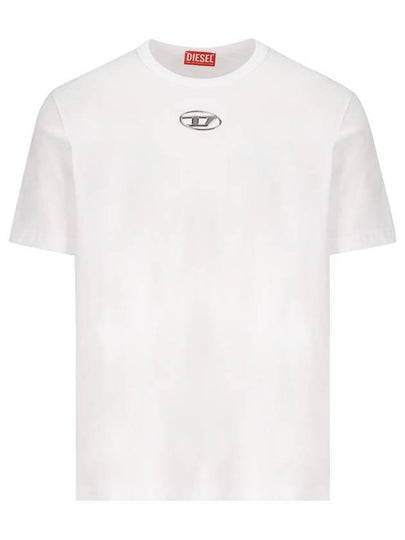 Metallic Logo Short Sleeve T-Shirt White - DIESEL - BALAAN 2