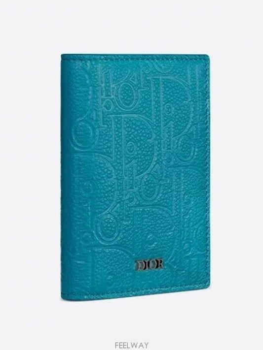 Vertical 2 tier Card Wallet Blue Dior Gravity Leather - DIOR - BALAAN 2