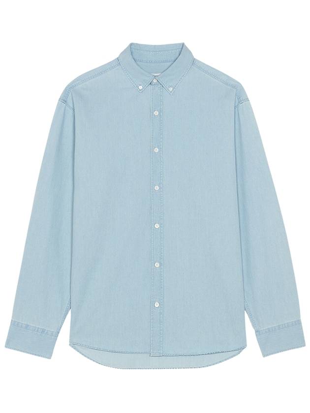 Chillax Relaxed Fit Long Sleeve Shirt Blue - MAISON KITSUNE - BALAAN 3