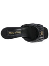 Logo Matelasse Nappa Leather Sandals Heel Black - MIU MIU - BALAAN 4