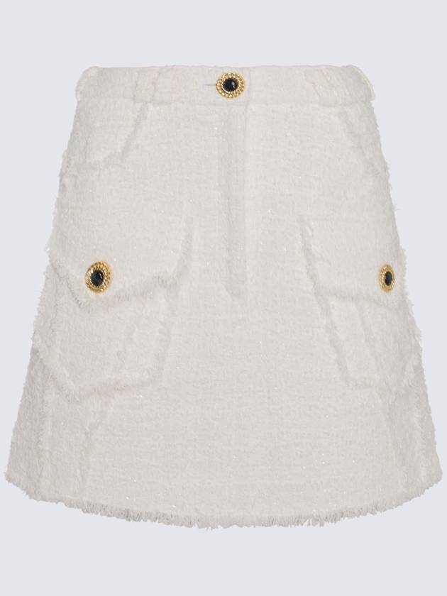 Balmain White Cotton Blend Skirt - BALMAIN - BALAAN 1