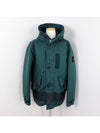 Men's David Wappen Patch Down Hooded Jacket Blue - STONE ISLAND - BALAAN 4