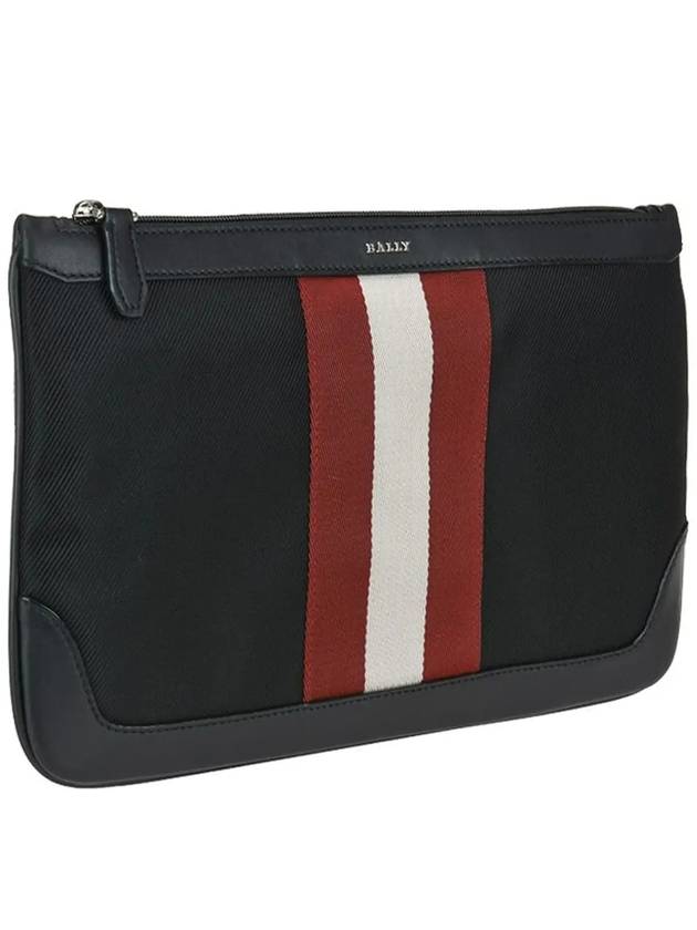 Cayard Metal Logo Stripe Clutch Bag Black - BALLY - BALAAN 4