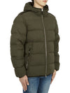 Seamless Logo Nylon Hooded Down Jacket Olive - STONE ISLAND - BALAAN 5