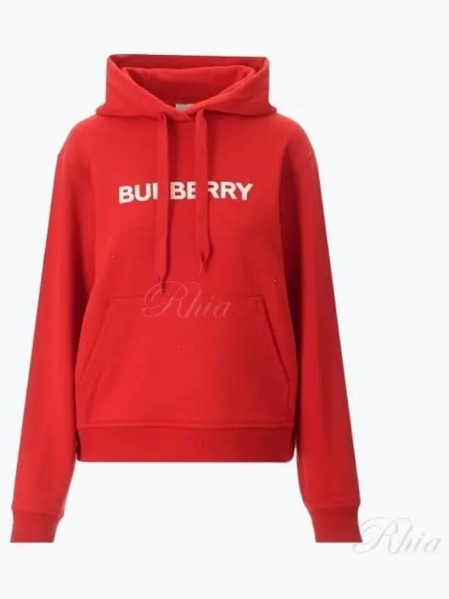 Women's Logo Print Cotton Hoodie Red - BURBERRY - BALAAN 2