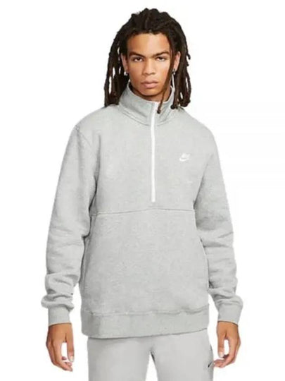 Sportswear Club Brushed Half Zip Up Sweatshirt Grey - NIKE - BALAAN 2