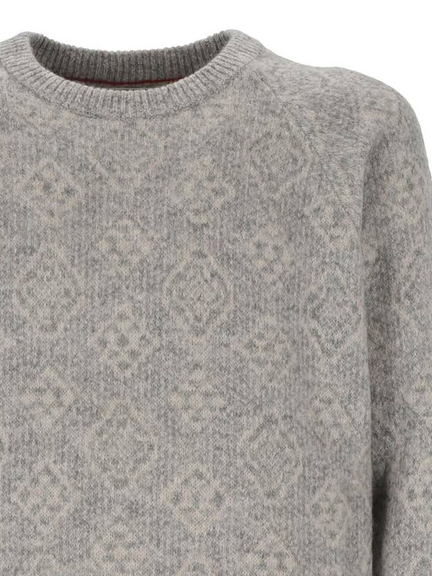 Geometric Jacquard Alpaca Knit Top Grey - BRUNELLO CUCINELLI - BALAAN 3