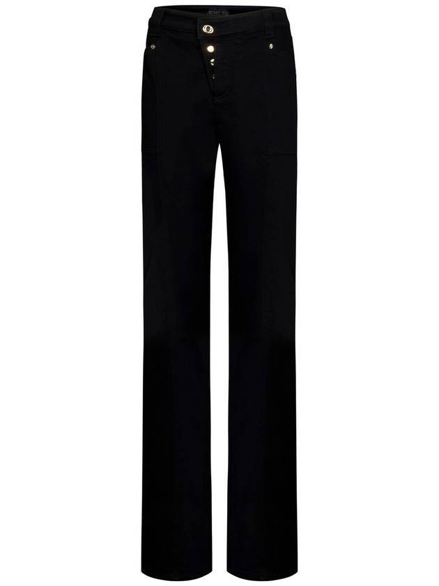 Women's Asymmetric Button Wide Jeans Black - TOM FORD - BALAAN 1