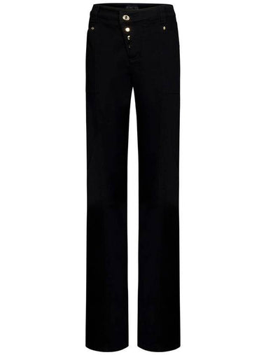 Women's Asymmetric Button Wide Jeans Black - TOM FORD - BALAAN 1