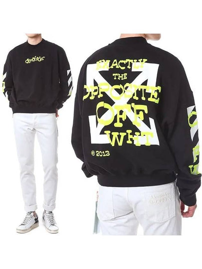 Men's Slogan Arrow Logo Sweatshirt Black - OFF WHITE - BALAAN 2