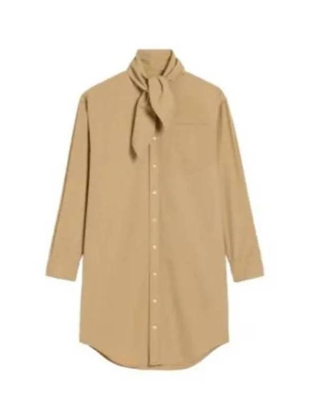 Scarf Collar Shirt Short Dress Sand - AMI - BALAAN 2