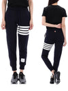 Women's Engineer 4 Bar Cotton Loopback Knit Track Pants Navy - THOM BROWNE - BALAAN 2