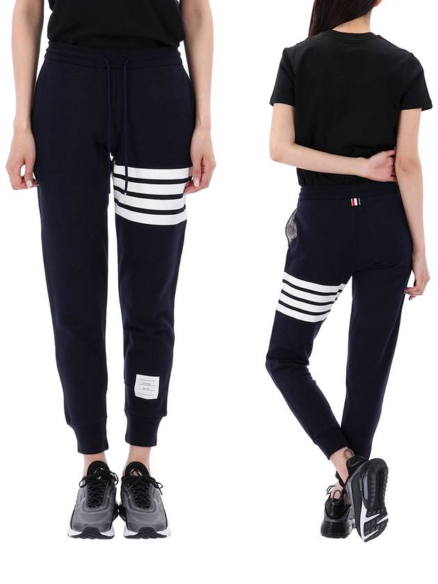 Women's Engineer 4 Bar Cotton Loopback Knit Track Pants Navy - THOM BROWNE - BALAAN 2