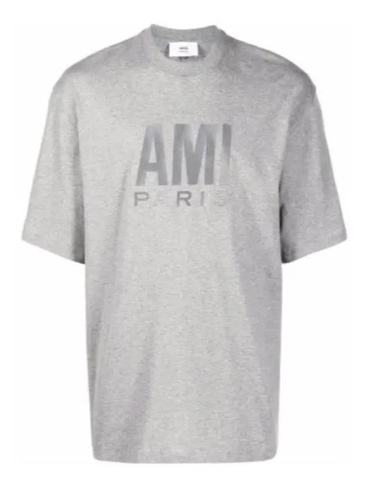 Logo Overfit Short Sleeve T-Shirt Gray - AMI - BALAAN.