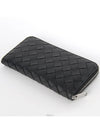 Intrecciato Zipper Around Leather Long Wallet Black - BOTTEGA VENETA - BALAAN 3