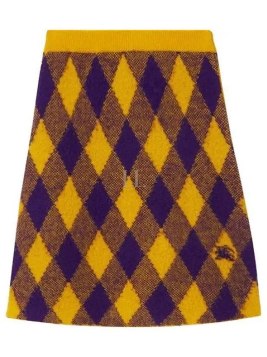 Argyle Check Pattern Knit A-Line Skirt Yellow - BURBERRY - BALAAN 2