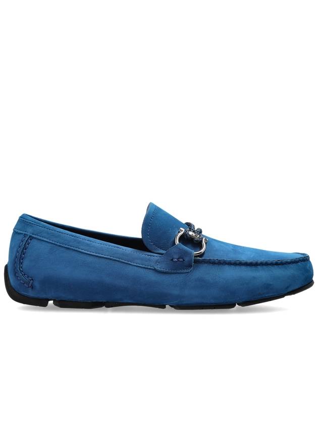 FERRAGAMO Suede Loafers Front, Men's, Blue - SALVATORE FERRAGAMO - BALAAN 1