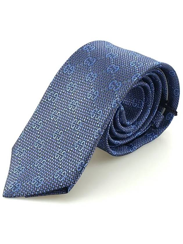 Men's GG Dot Pattern Silk Necktie Blue - GUCCI - BALAAN 4