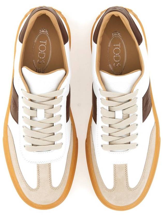 Calfskin Leather Low Top Sneakers White Brown - TOD'S - BALAAN 7