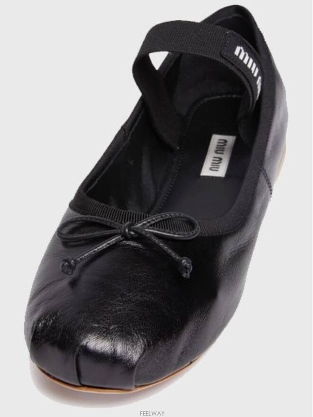 Women's Logo Leather Ballerinas Black - MIU MIU - BALAAN 3