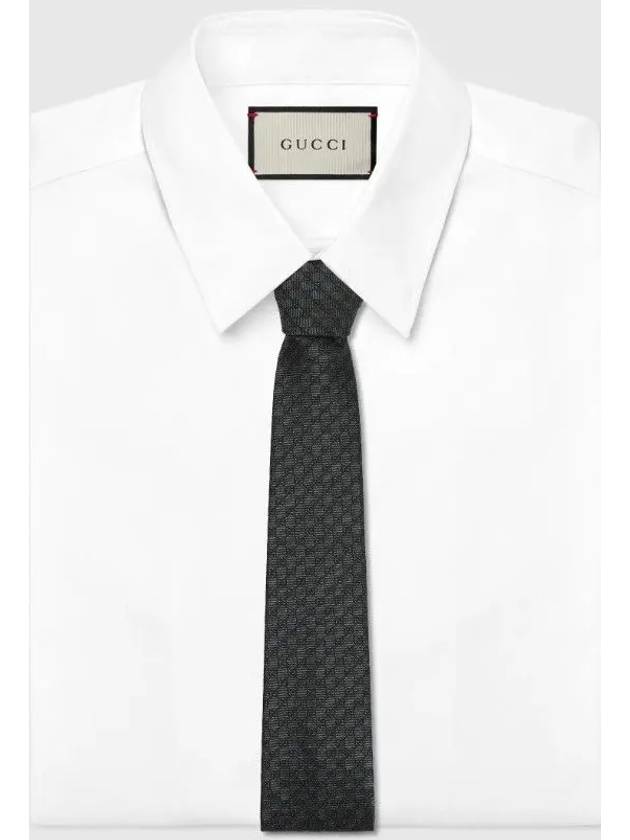 Interlocking G Silk Wool Tie Black - GUCCI - BALAAN 3