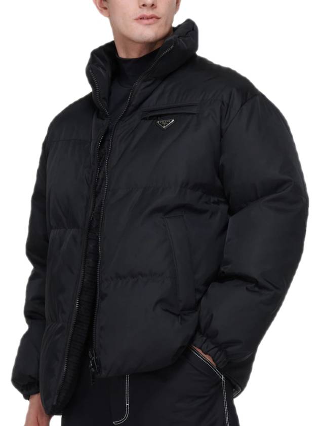 Medium-Length Re-Nylon Reversible Down Padded Jacket Black - PRADA - BALAAN 7