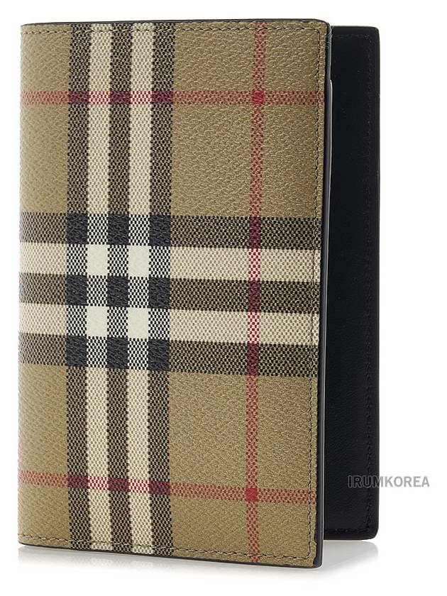 Checked Leather Passport Wallet Beige - BURBERRY - BALAAN 11