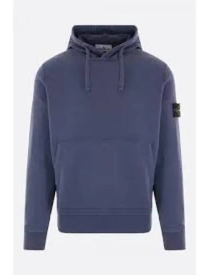 Logo Patch Cotton Fleece Hoodie Blue - STONE ISLAND - BALAAN 2